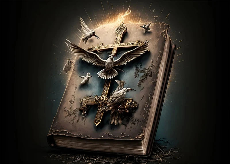 Christian Cross & Dove Canvas Wall Art