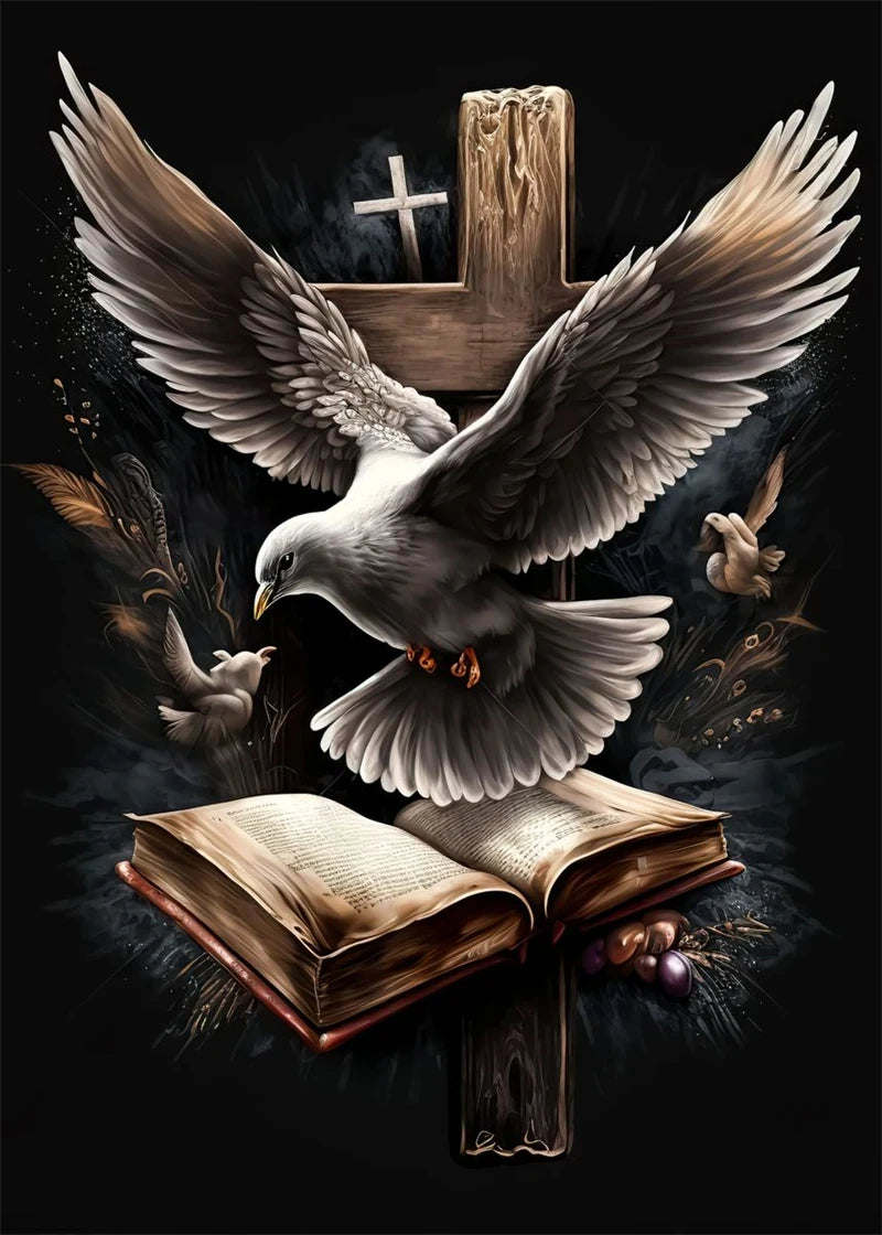 Christian Cross & Dove Canvas Wall Art