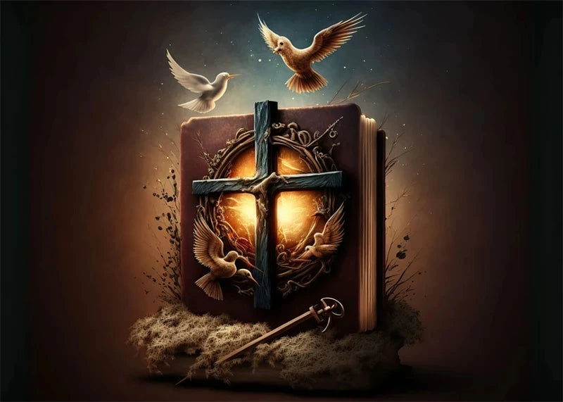 Christian Cross & Dove Canvas Wall Art