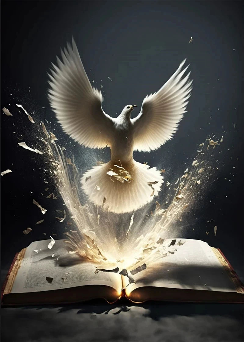 Christian Cross & Dove Canvas Wall Art