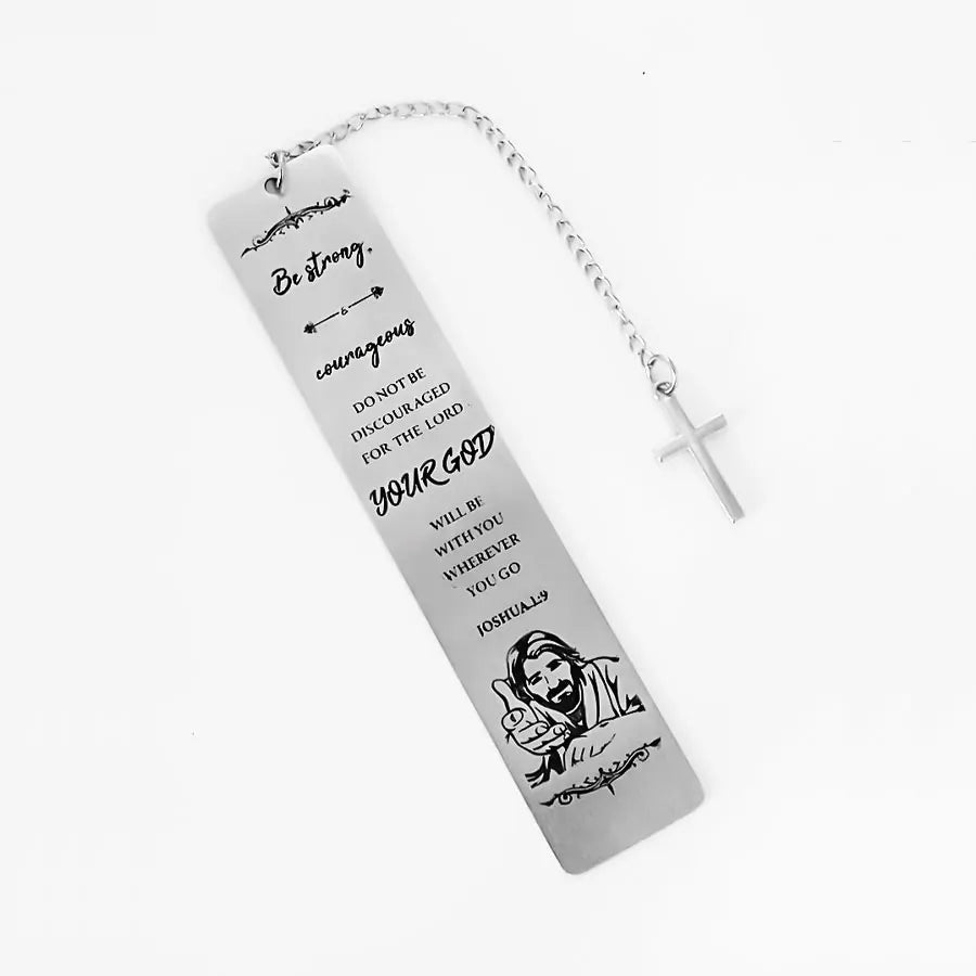 Stainless Steel Inspirational Bookmark Set with Cross Pendants