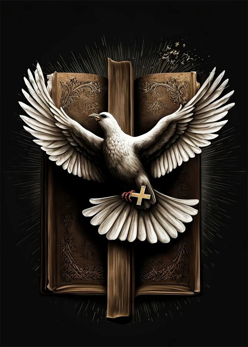Christian Cross & Dove Canvas Wall Art