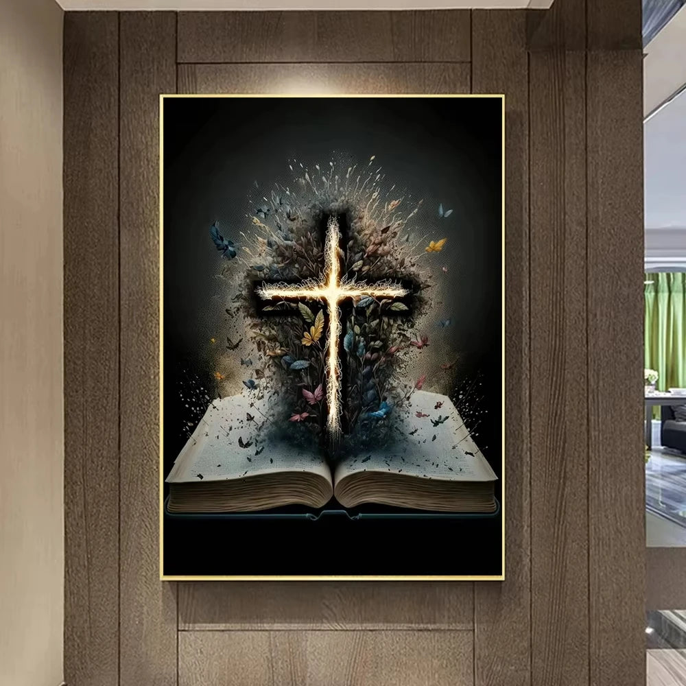 Christian Cross & Dove Canvas Wall Art