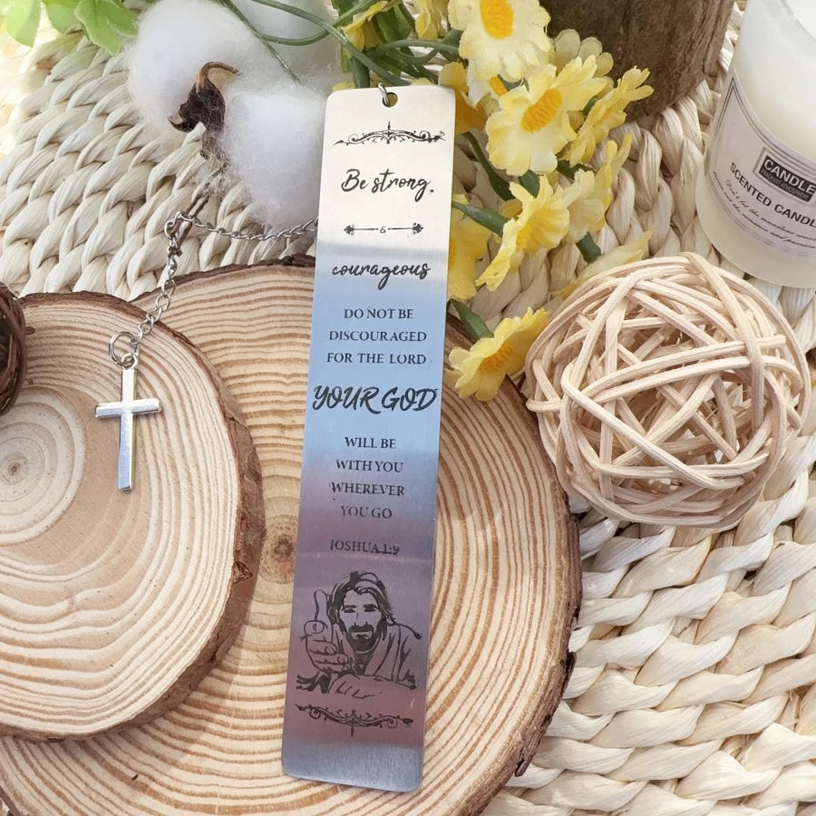 Stainless Steel Inspirational Bookmark Set with Cross Pendants