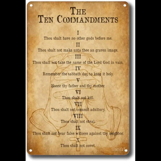 Ten Commandments Gods Rules Vintage Wall Decor