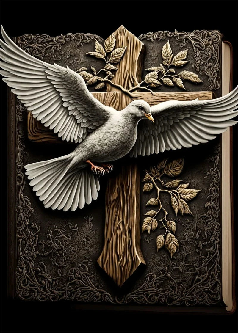 Christian Cross & Dove Canvas Wall Art