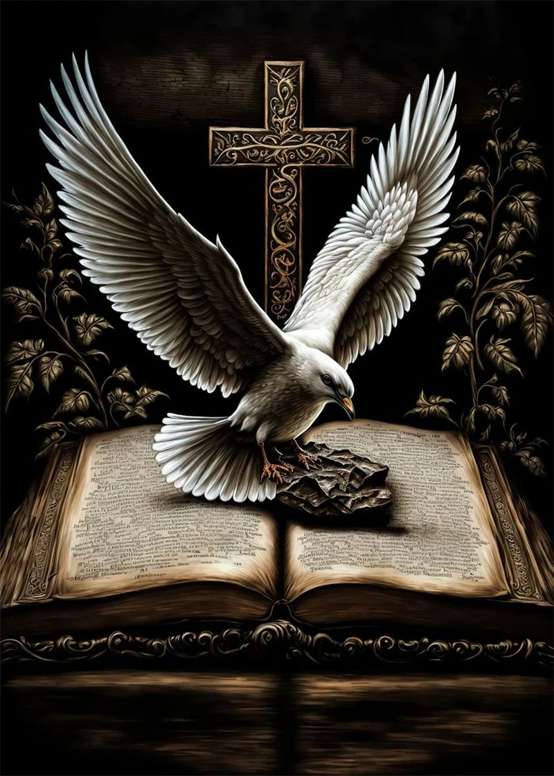 Christian Cross & Dove Canvas Wall Art